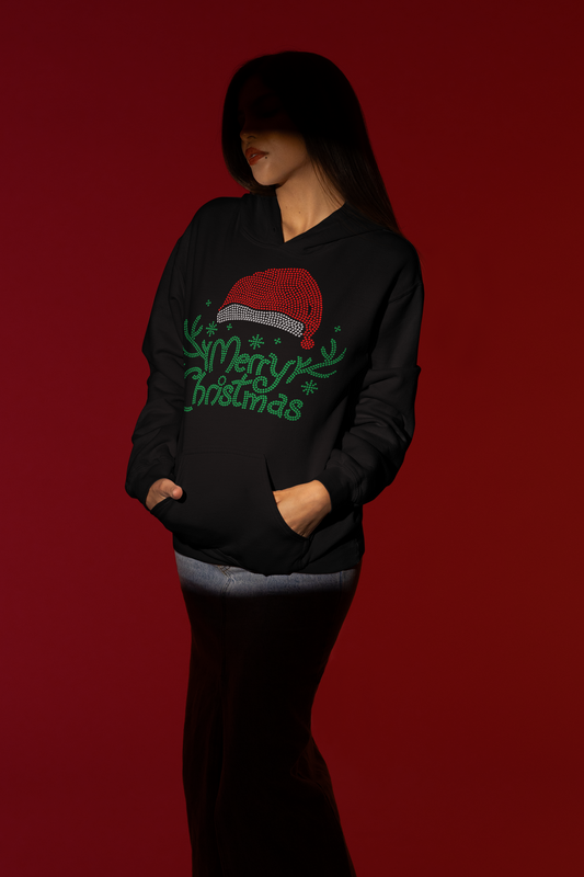 Merry Christmas" Rhinestone Hoodie